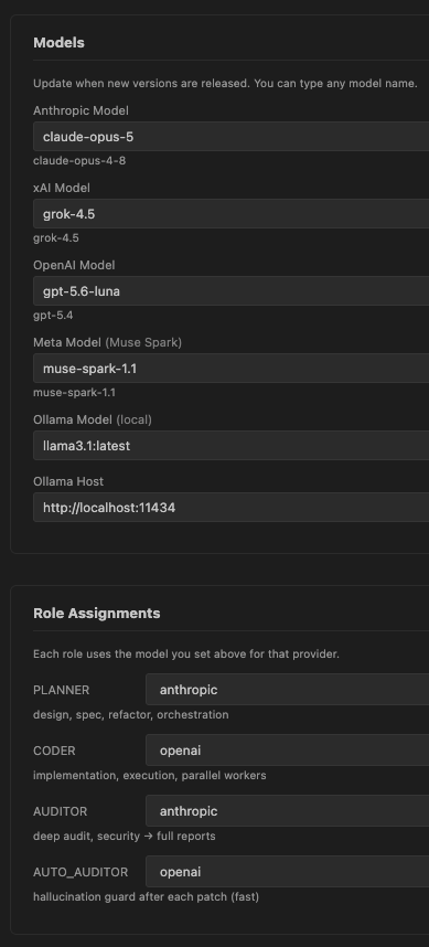 LLM role configuration in pAiCoder